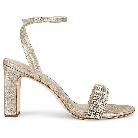 $495 LOEFFLER RANDALL Shay Wrap Sandal In Metallic Silver...